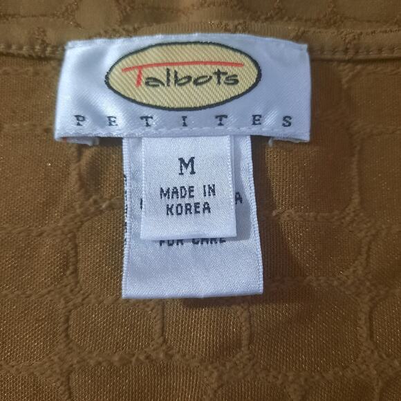 Talbots Petite Womens Tan Long Sleeve Reptile Pattern Straight Hem Top Size M - Picture 3 of 6